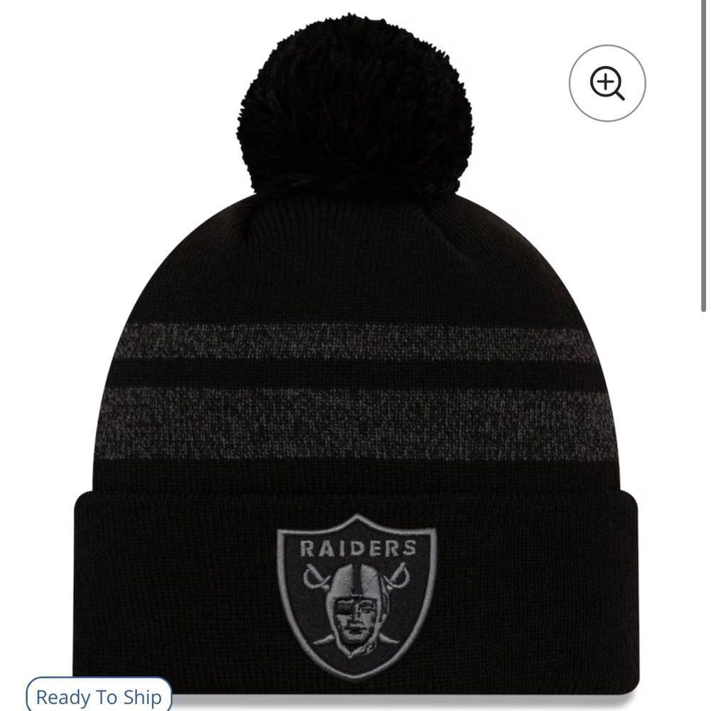 New Era Las Vegas Raiders Black Dispatch Cuffed Knit Hat With Pom Nwt